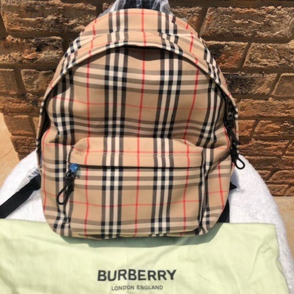 NWT Burberry Jett Vintage Check Archive Beige Backpack Orig $1350